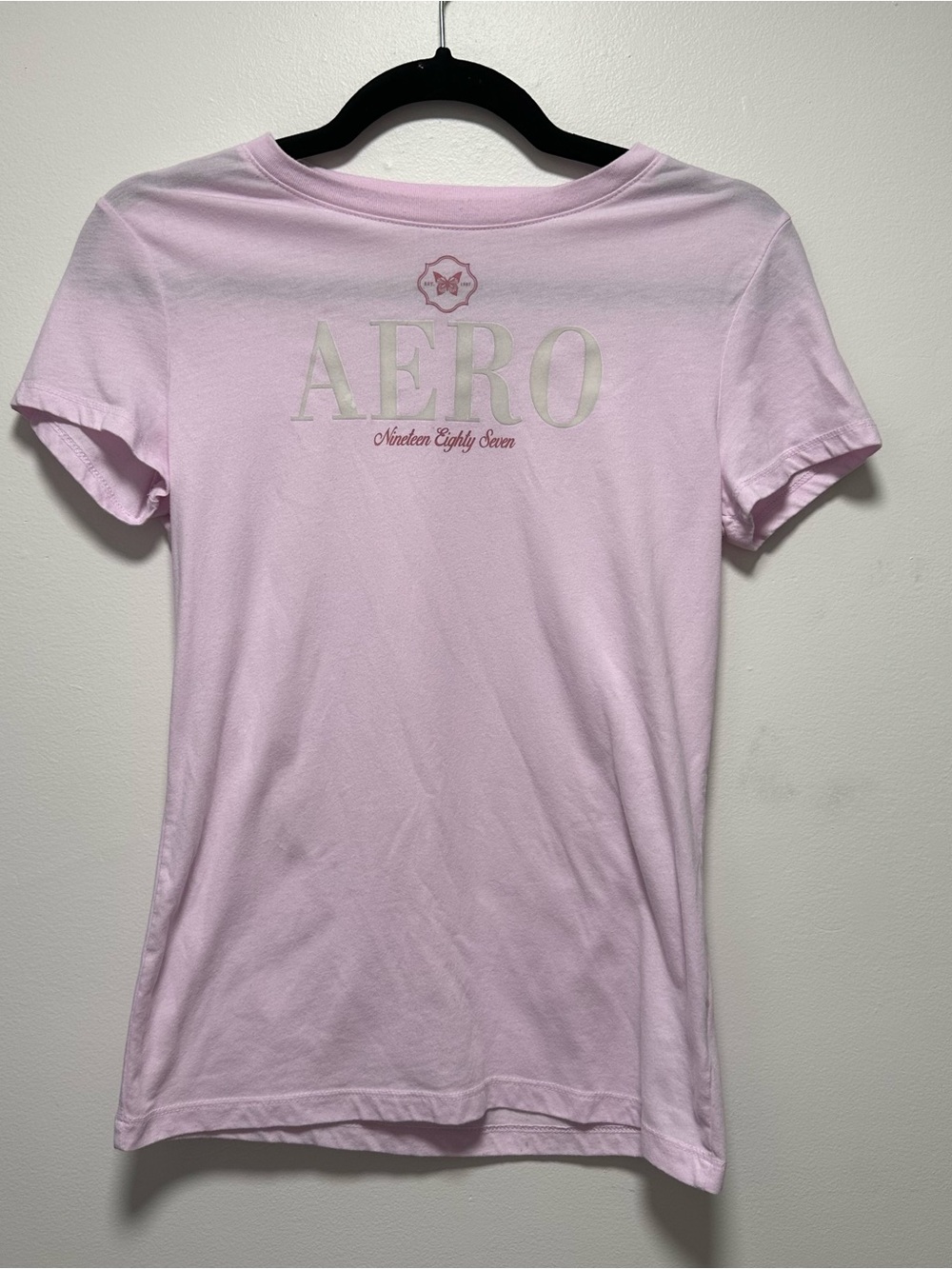 Aeropostale Youth M Y2K Light Pink Logo Tee